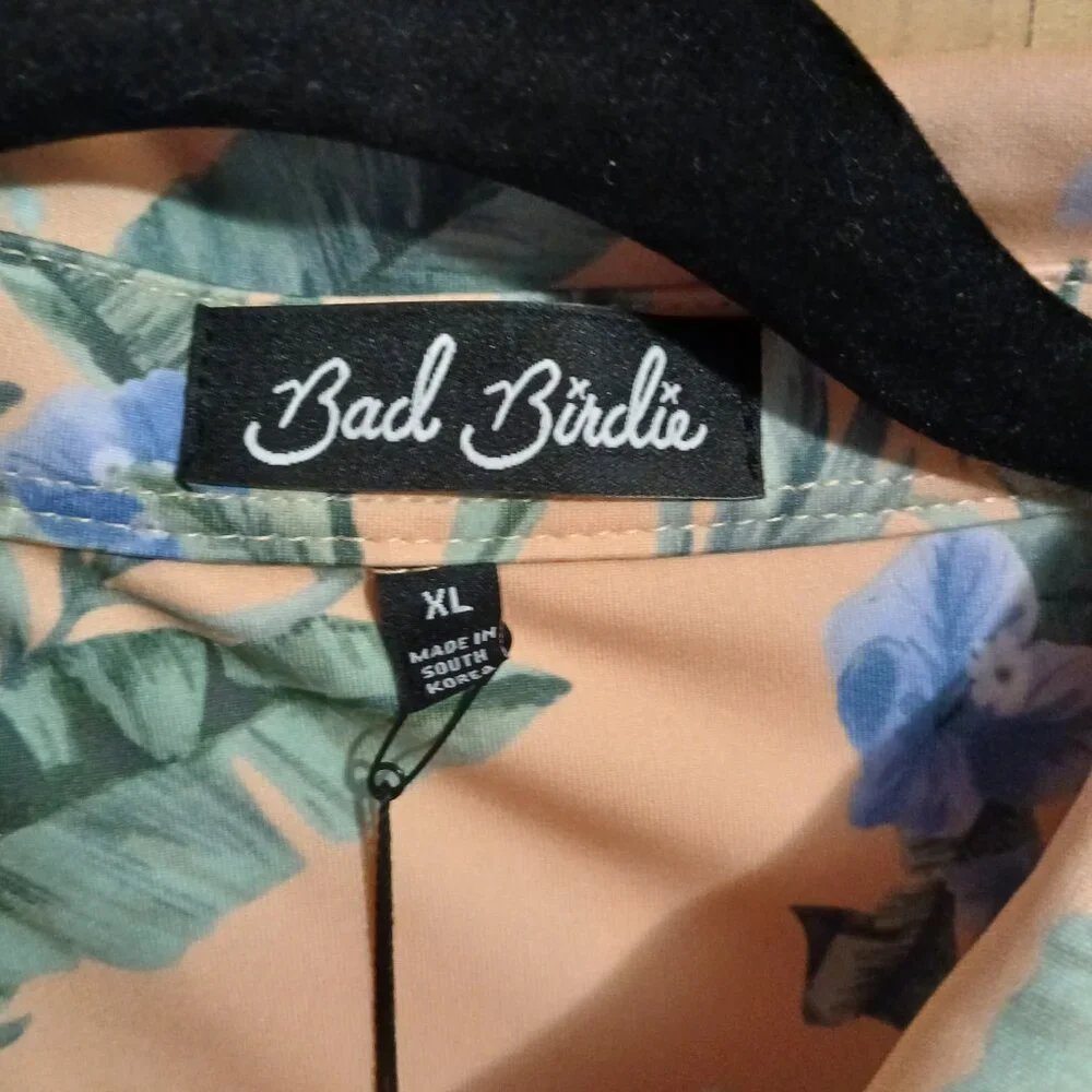 Bad Birdie Men's XL Flora Fiesta Core Golf Polo Peach Multicolor NWT - Picture 3 of 7